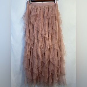 One Nation Women’s Rose Ruffled Tulle Midi Skirt